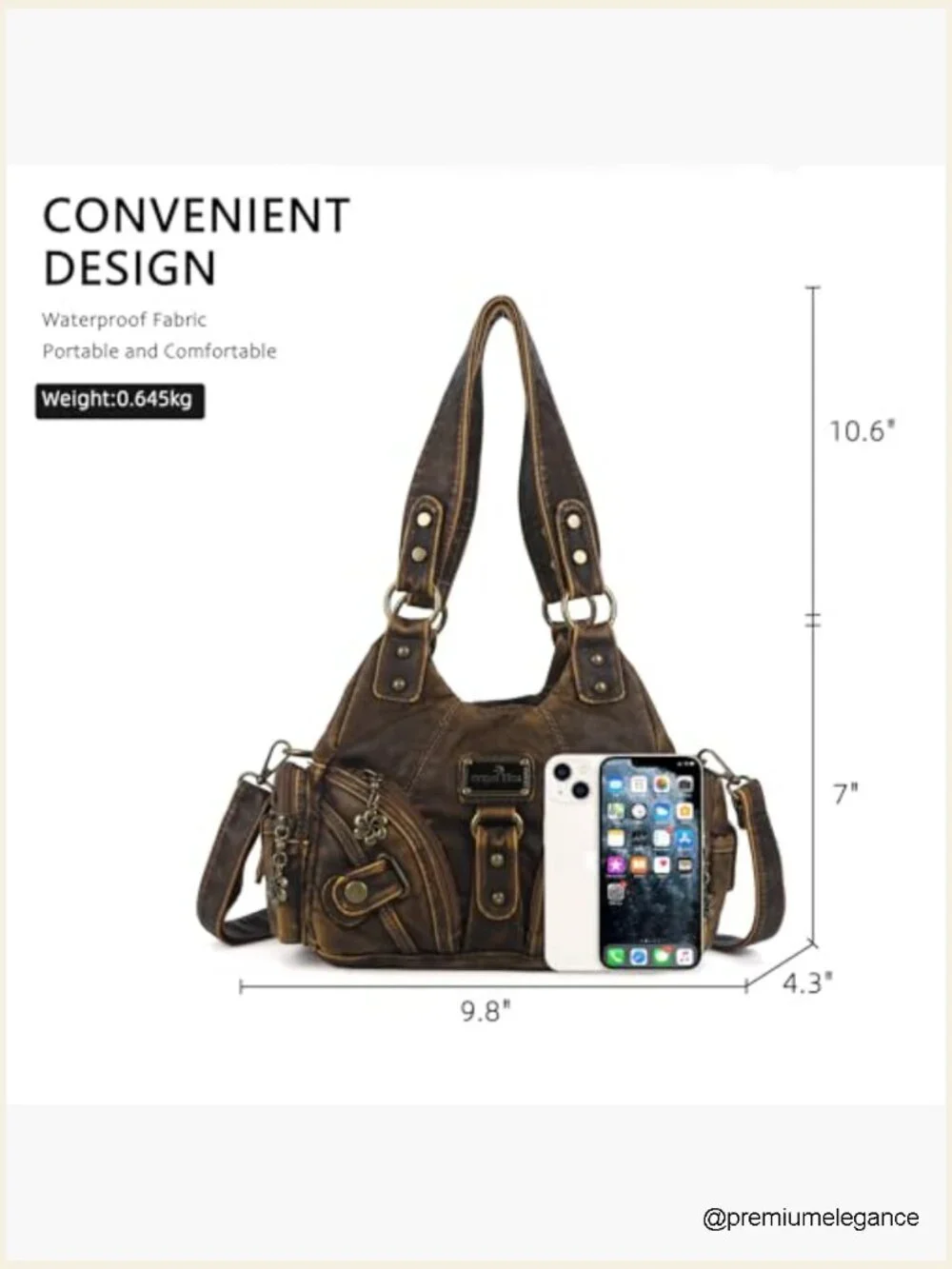 Small Hobo Shoulder Crossbody Tote Bag Multi-Pocket Vegan Leather Purse for